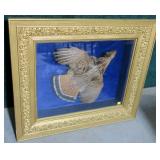 Ruffled grouse mounted in gold gilt framed shadow