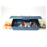 Tackle box with jigs, bobbers, sinkers Tackle box with jigs, bobbers, sinkers