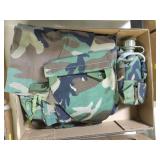 Lot, camo clothes, canteen Lot, camo clothes, canteen