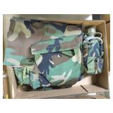 Lot, camo clothes, canteen