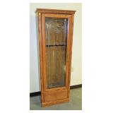 Oak 22" six-gun cabinet with drawer base and keys Oak 22" six-gun cabinet with drawer base and keys