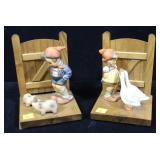 Pair Hummel bookends "Farm Boy" and "Goose Girl"