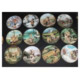 Lot, 12 Hummel calendar plates by Danbury Mint