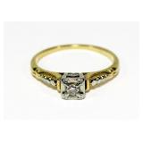 18K and 14K White and yellow gold round brilliant