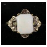 10K Yellow gold antique style opal ring