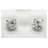 14K White gold round brilliant cut diamond stud