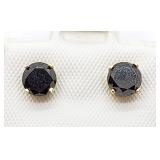 10K Yellow gold round brilliant cut black diamond