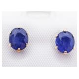 10K Yellow gold oval cut claw set blue sapphire