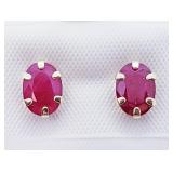 10K Yellow gold oval mix cut ruby stud earrings,