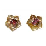 10K Yellow gold pink tourmaline stud earrings with