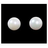 14K Yellow gold pearl post earrings
