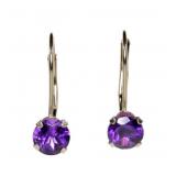 14K Yellow gold lever back amethyst earrings