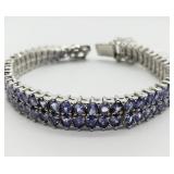Sterling silver double row pear shape mix cut