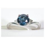 14K White gold round brilliant cut blue diamond