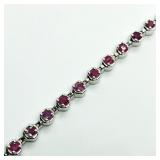 Sterling silver round mix cut claw set ruby 7"