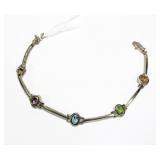 Sterling silver amethyst, garnet, blue topaz,