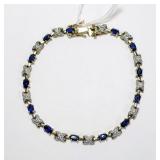Sterling silver sapphire and diamond