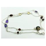 Sterling silver bezel set 18" multi-colored
