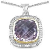 Rhodium plated square mix cut pink amethyst