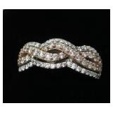 Sterling silver and rose gold diamond