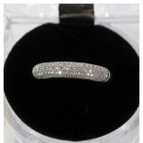Sterling silver pave diamond band