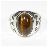 Sterling silver tiger eye ring, size 8