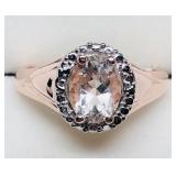 Sterling silver rose gold oval cut claw set