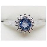 Sterling silver round brilliant cut tanzanite ring