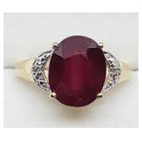 Sterling silver gold plated oval cut claw set ruby