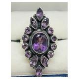 Sterling silver bezel set amethyst cocktail ring