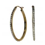 Sterling silver gold plated diamond hoop earrings
