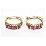 Sterling silver marquis cut ruby and diamond