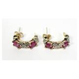 Sterling silver oval cut ruby and diamond accent