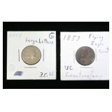 2- Flying Eagle cents: 1857, 1858