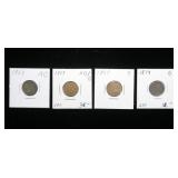 4- Indian Head cents: 1866, 1867, 1868, 1879