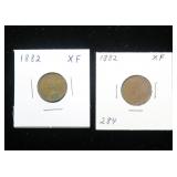 2- 1882 Indian Head cents, XF