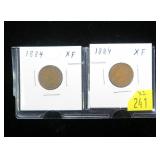 2- 1884 Indian Head cents, XF