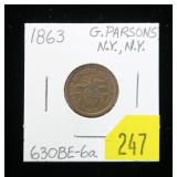 1863 Civil War store token, Fireworks Store, NY,