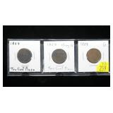 3- 1864 U.S. 2-cent pieces