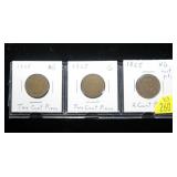 3- 1865 U.S. 2-cent pieces