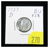 1937-D Mercury dime, BU