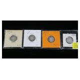 4- Barber Head dimes: 1892-O,  1898-S, 1900-S,