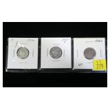 3- Barber Head dimes: 1905-S, 1906, 1906-S