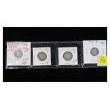 4- Barber Head dimes: 1898, 1902, 1905, 1906-D