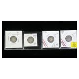 4- Barber Head dimes: 1911-S, 1914-S, 1915,
