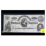 $100 Confederate States note dated April 6, 1863,