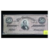 $50 Confederate States note dated Feb 17, 1864,