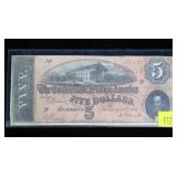 $5 Confederate States note dated Feb 17, 1864,