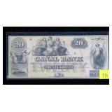$20 obsolete Canal Bank note, uncirculated