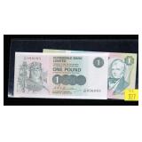 2- Bank of Scotland 1 pound notes, uncirculated
